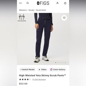 Figs High-Waisted Yola Scrub Pants in Navy